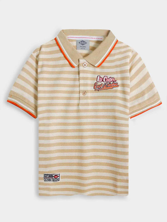 Baby Boys Beige Striped Polo