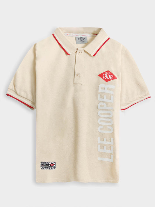 Baby Boys Printed Ecru Polo