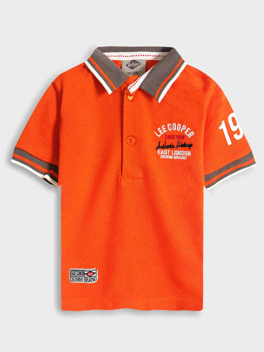 Baby Boys Orange Applique Polo