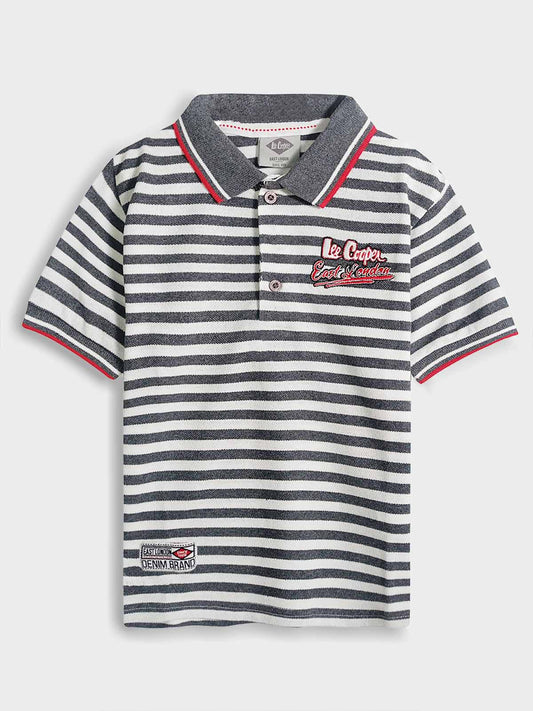 Baby Boys Grey Striped Polo