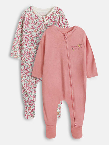 Baby Girls Printed 2 Pack Sleepsuits