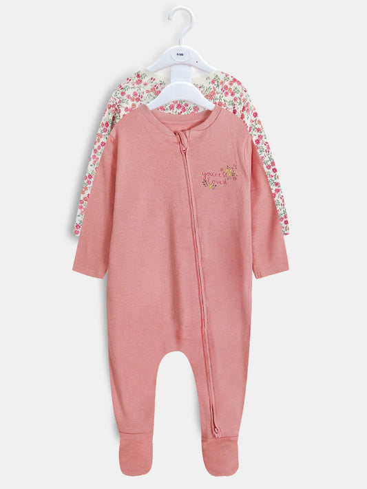 Baby Girls Printed 2 Pack Sleepsuits