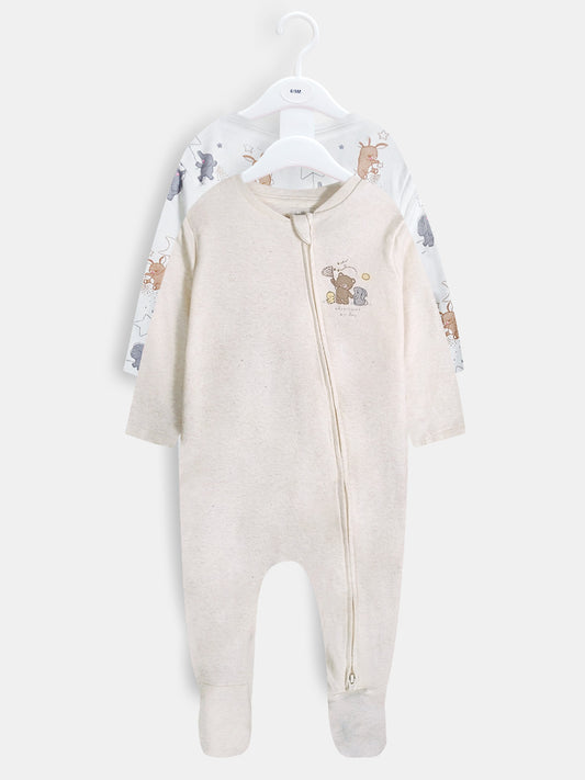 Baby Girls Printed 2 Pack Sleepsuits