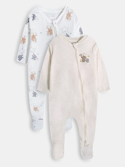 Baby Girls Printed 2 Pack Sleepsuits