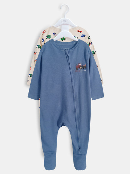 Baby Girls Printed 2 Pack Sleepsuits