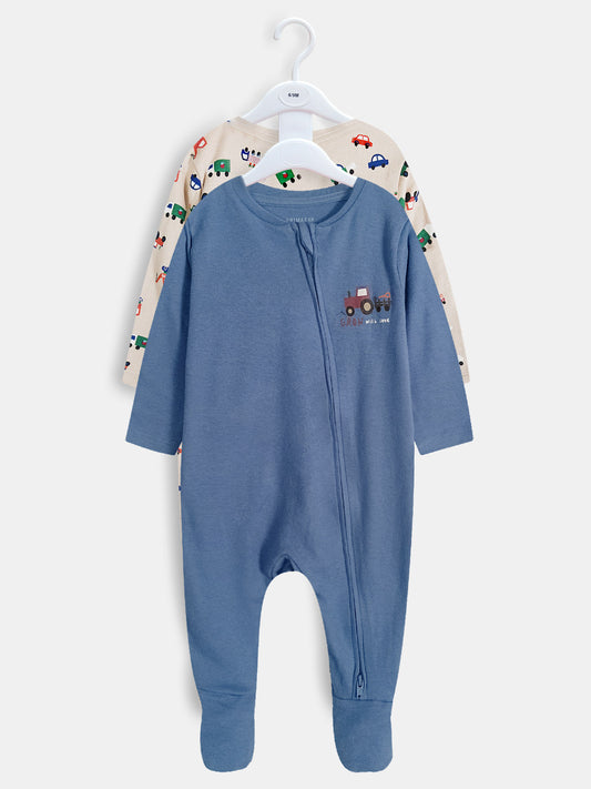 Baby Girls Printed 2 Pack Sleepsuits