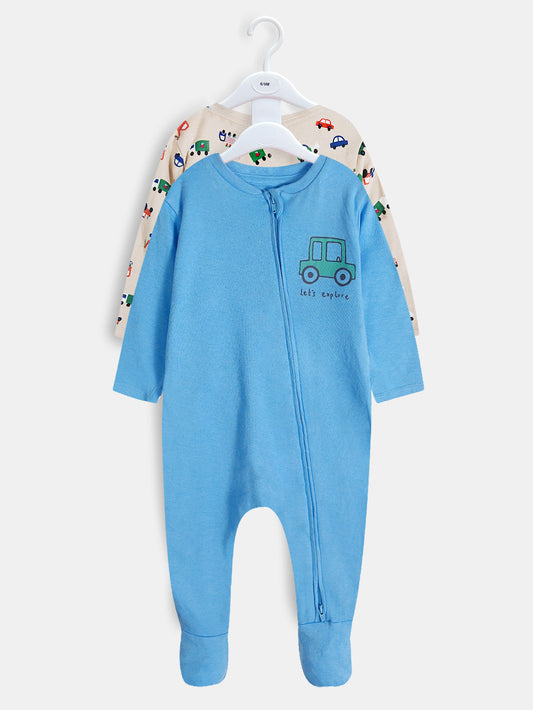 Baby Girls Printed 2 Pack Sleepsuits