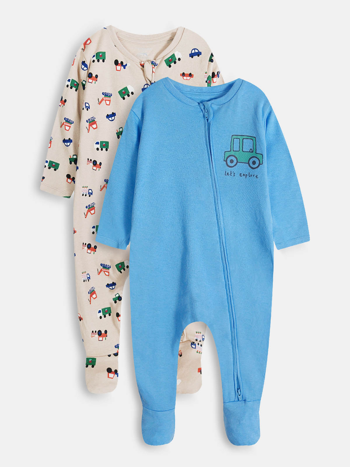 Baby Girls Printed 2 Pack Sleepsuits