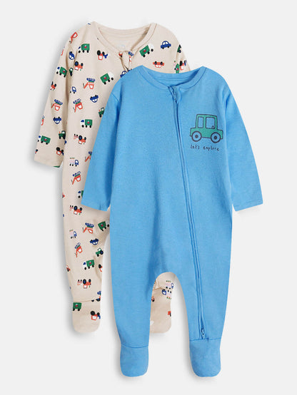 Baby Girls Printed 2 Pack Sleepsuits