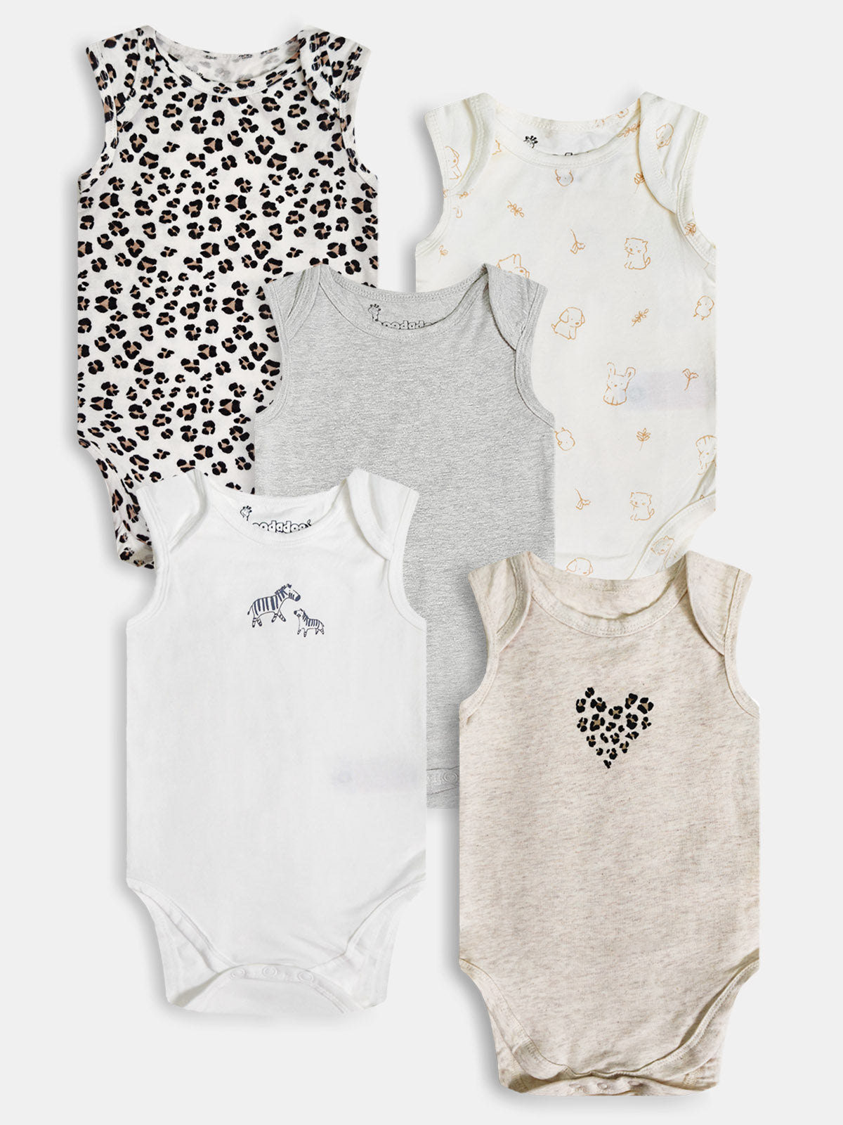 Baby 5-Pack Sleeveless Bodysuits Mixed
