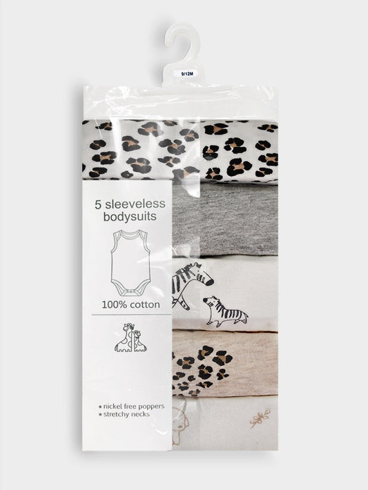 Baby 5-Pack Sleeveless Bodysuits Mixed