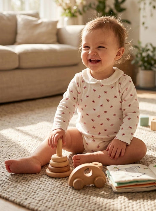 Baby Long Sleeve White AOP Body Suit