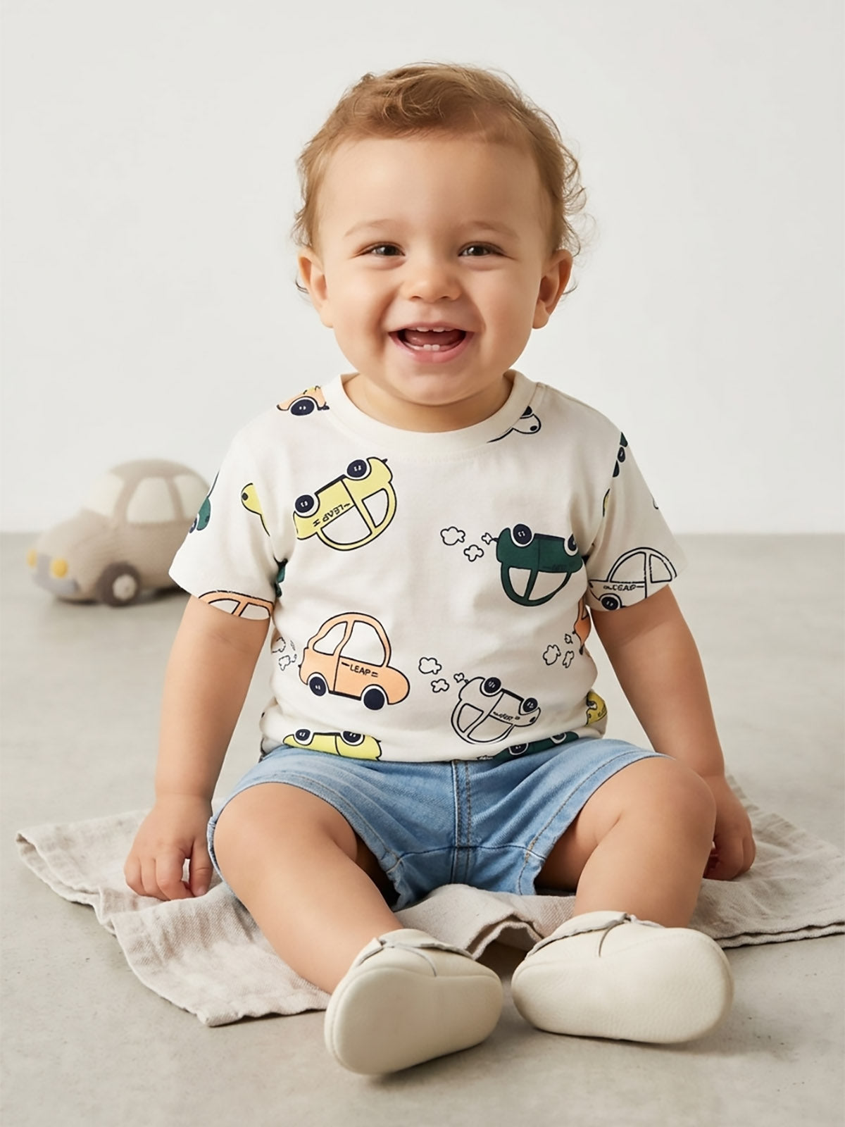 Baby Boys Printed White T-Shirt