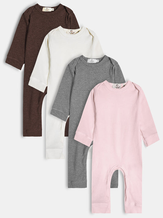 Baby Long Sleeve Rib Playsuits Mixed