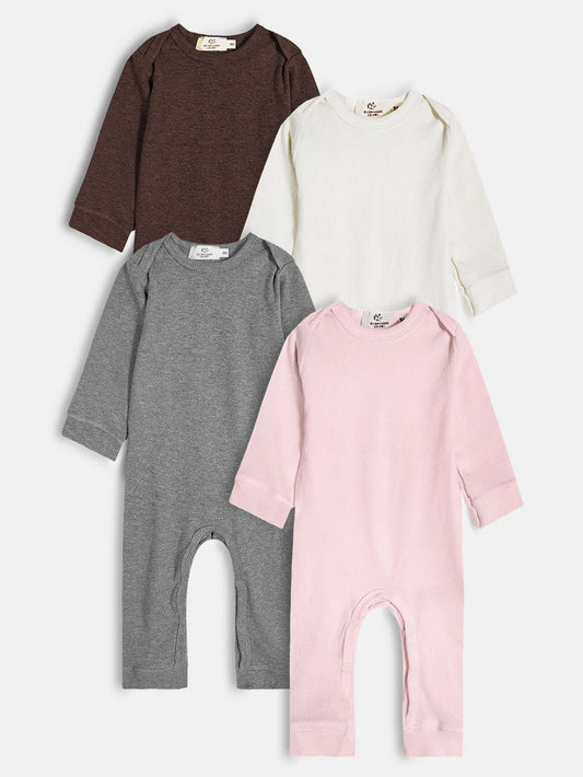 Baby Long Sleeve Rib Playsuits Mixed