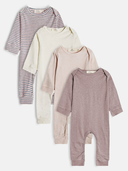 Baby Long Sleeve Rib Playsuits Mixed