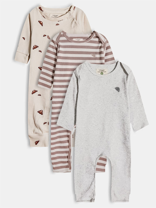 Baby Long Sleeve Rib Playsuits Mixed