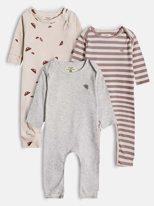Baby Long Sleeve Rib Playsuits Mixed