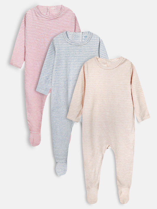 Baby Striped Sleepsuits Mixed