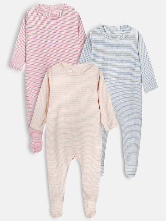 Baby Striped Sleepsuits Mixed