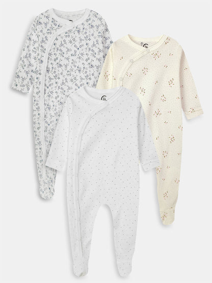 Baby Kimono Sleepsuits Pack Of 3 Mixed