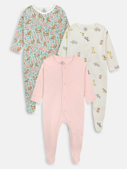 Baby Sleepsuits Pack of 3 Mixed