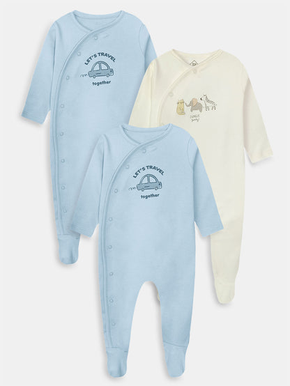 Baby Kimono Sleepsuits Pack Of 3