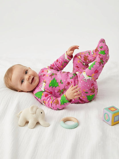 Baby Christmas Purple Sleepsuits