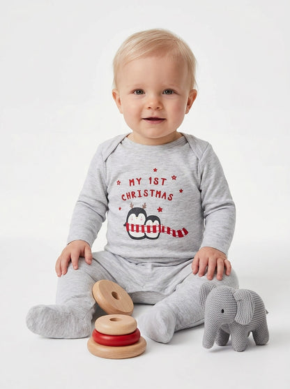 Baby Christmas Grey Sleepsuits