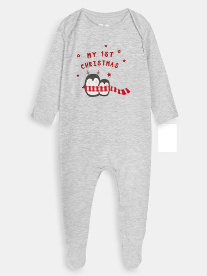 Baby Christmas Grey Sleepsuits