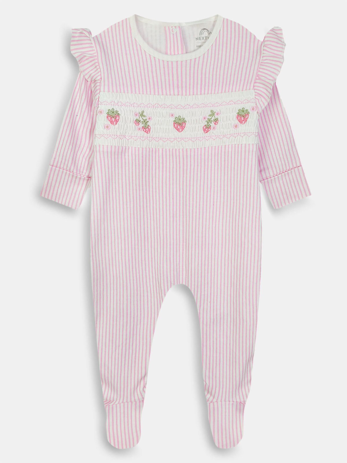 Baby Pink Striped Sleepsuit