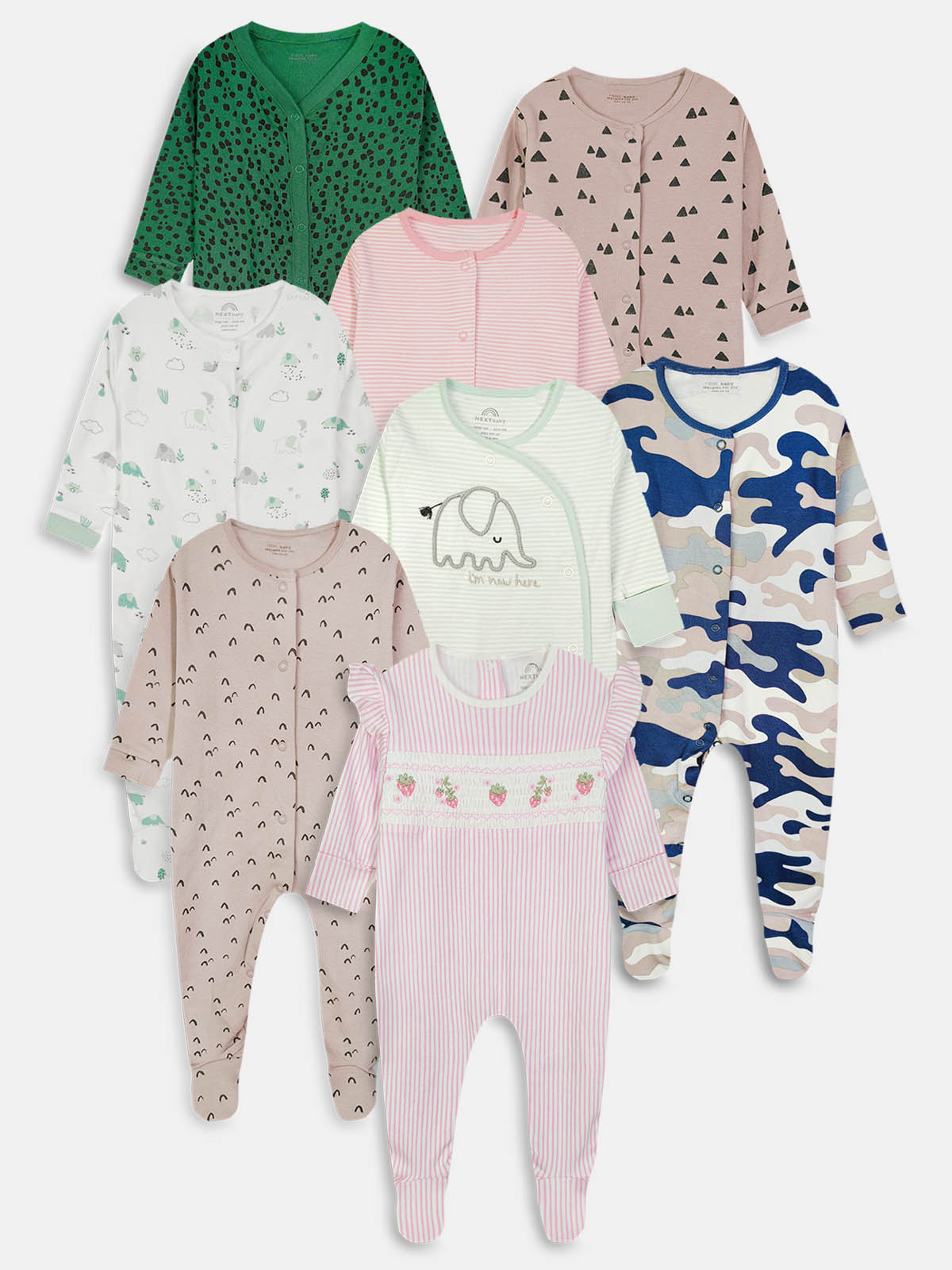 Baby Printed Sleepsuits Mixed
