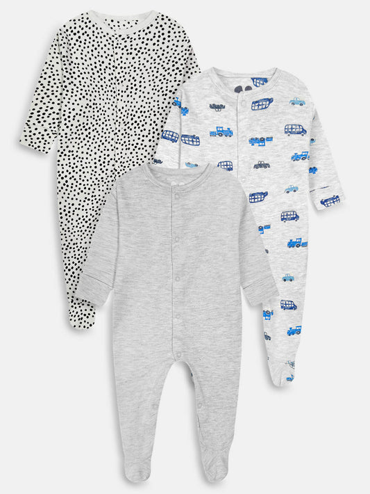Baby Sleepsuits Pack Of 3 Mixed