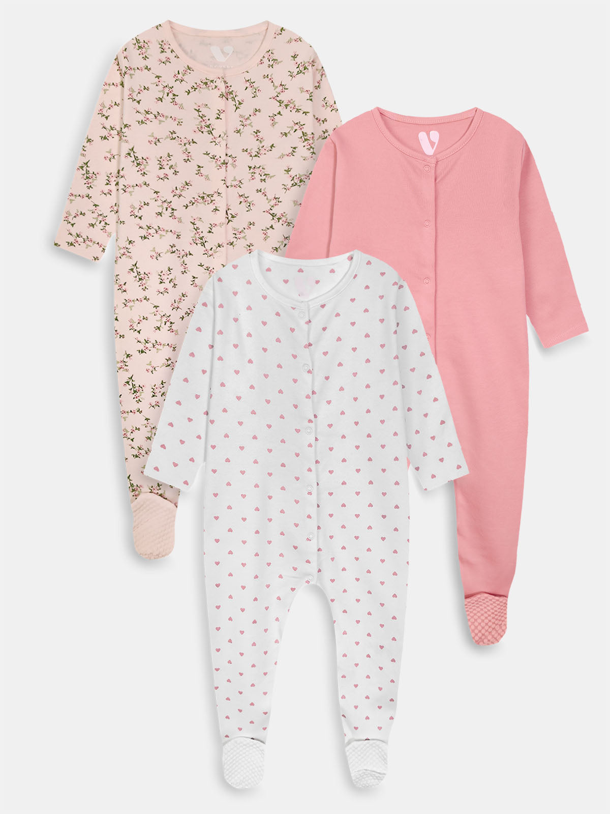 Baby Sleepsuits Pack Of 3 Mixed