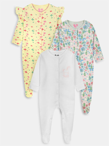 Baby Sleepsuits Pack Of 3 Mixed