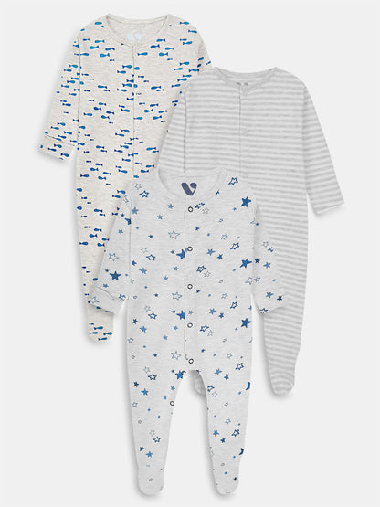 Baby Sleepsuits Pack Of 3 Mixed