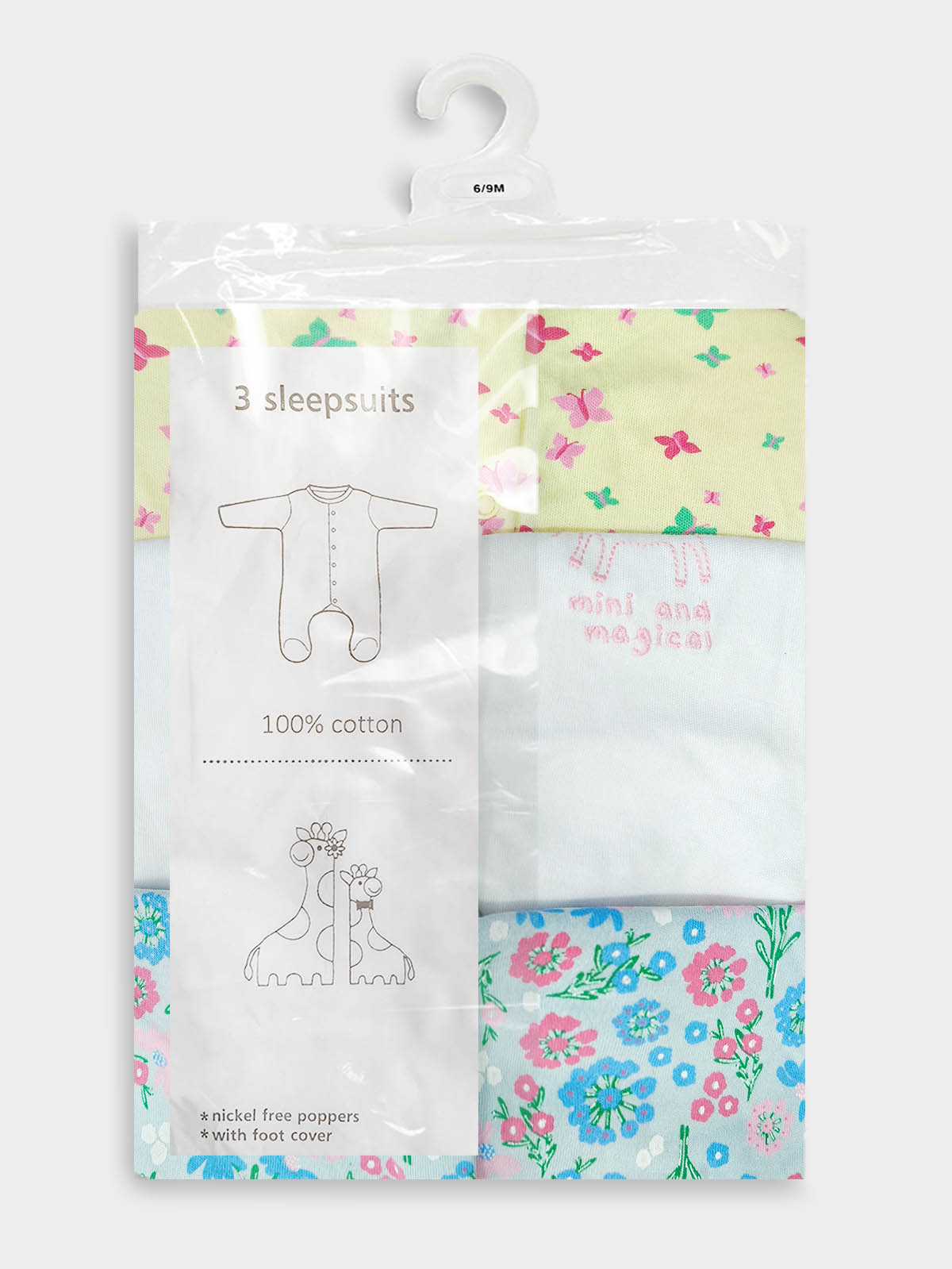 Baby Sleepsuits Pack Of 3 Mixed