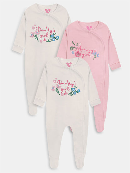 Baby Kimono Sleepsuits Pack Of 3 Mixed