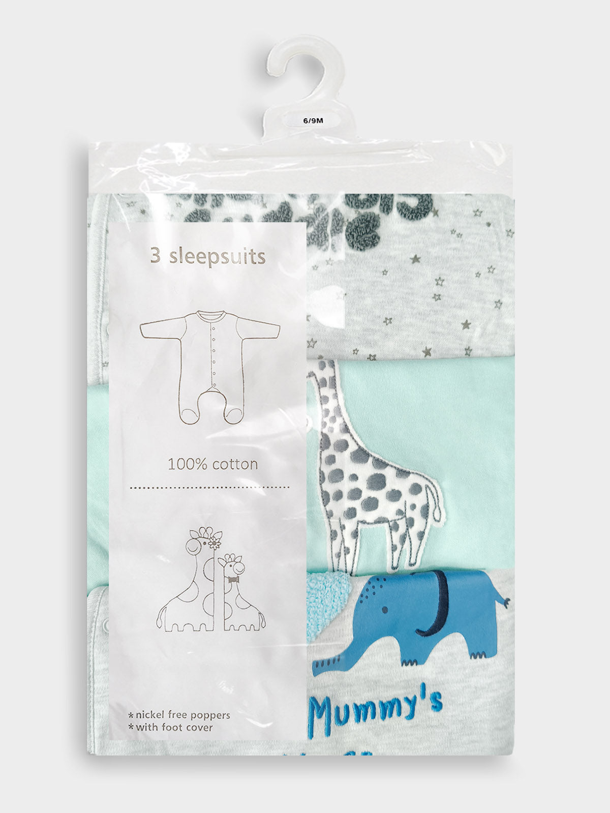 Baby Kimono Sleepsuits Pack Of 3 Mixed