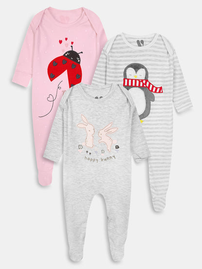 Baby Sleepsuits Pack Of 3 Mixed