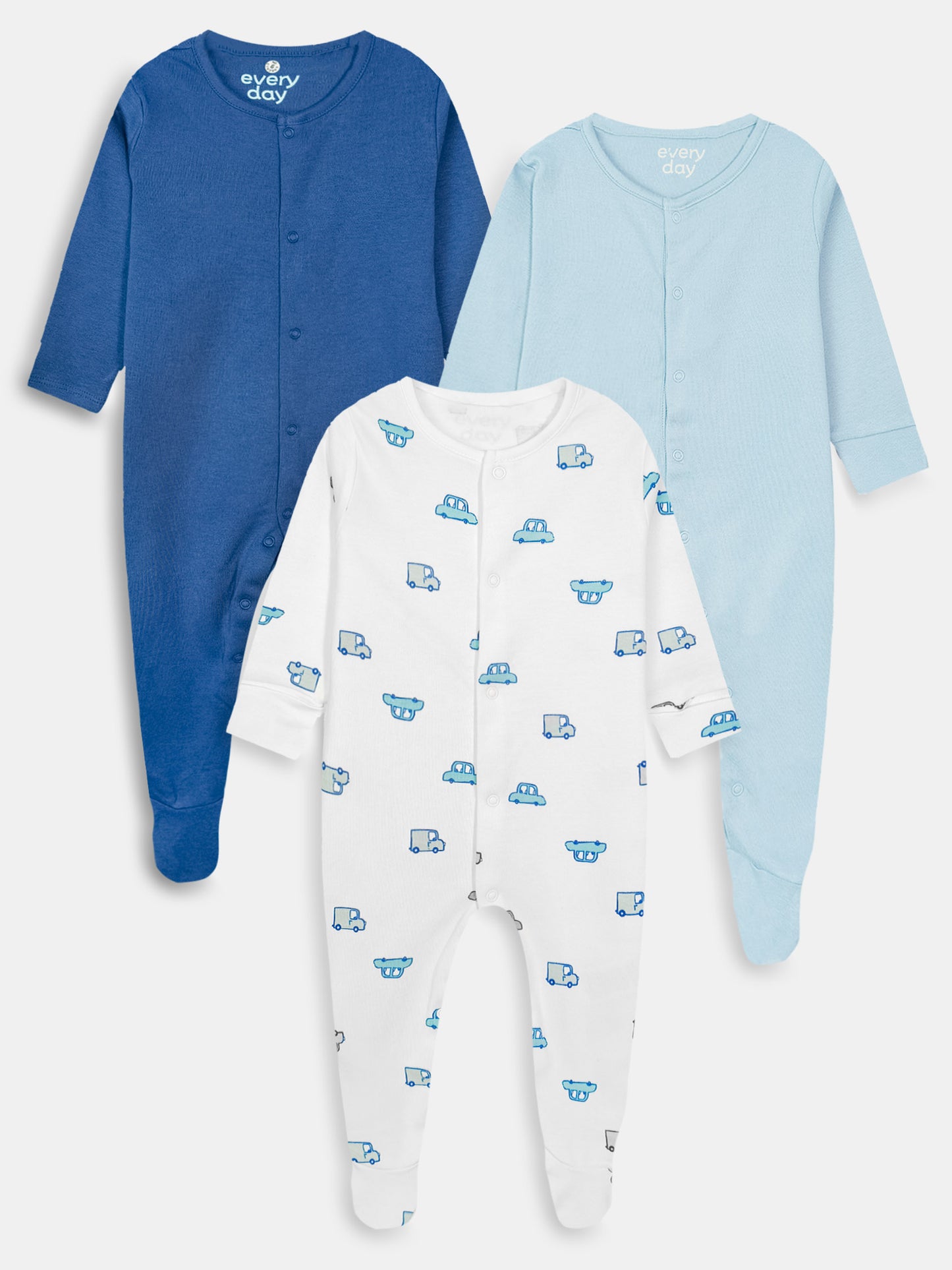 Baby Sleepsuits Pack Of 3 Mixed