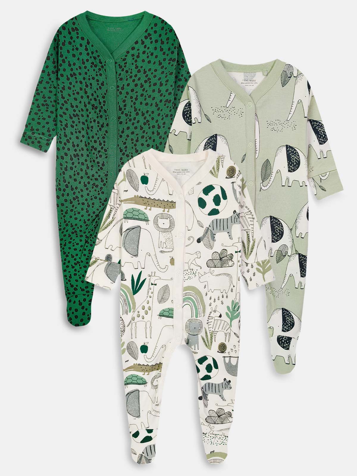 Baby Sleepsuits Pack Of 3 Mixed