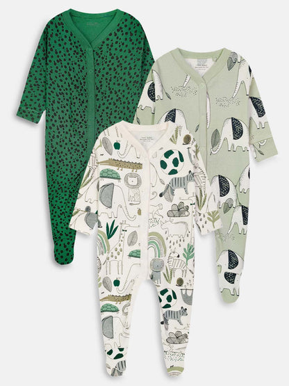 Baby Sleepsuits Pack Of 3 Mixed