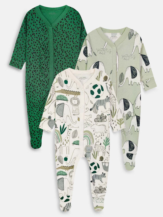 Baby Sleepsuits Pack Of 3 Mixed