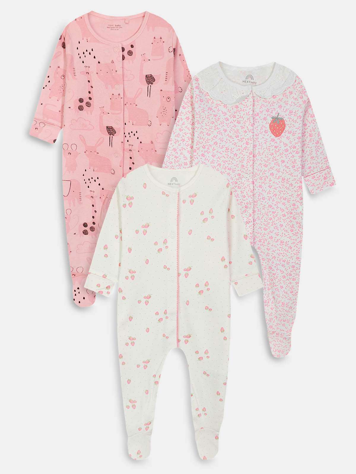 Baby Sleepsuits Pack Of 3 Mixed