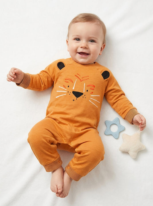 Baby Printed Mustard Playsuits