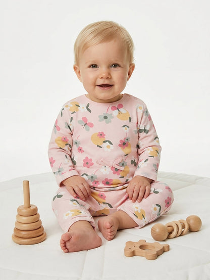 Baby Printed Peach Playsuits