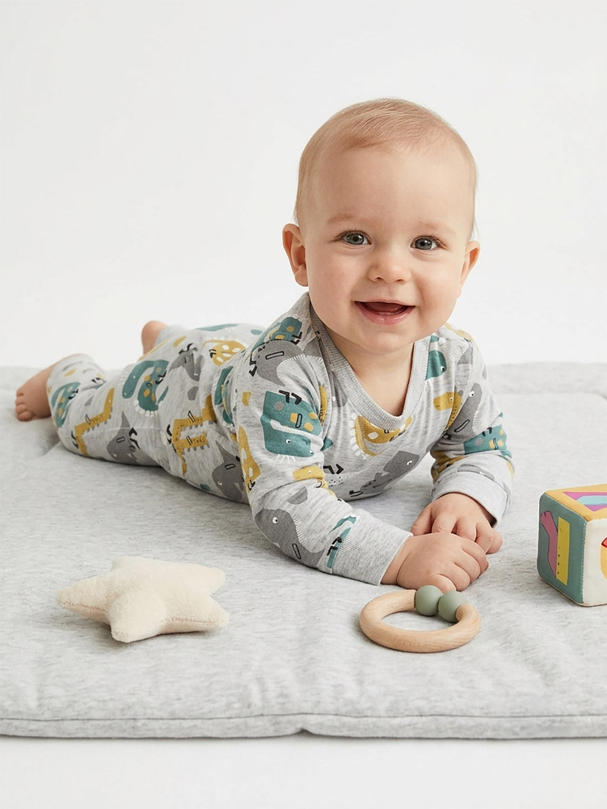 Baby Printed Grey Playsuits