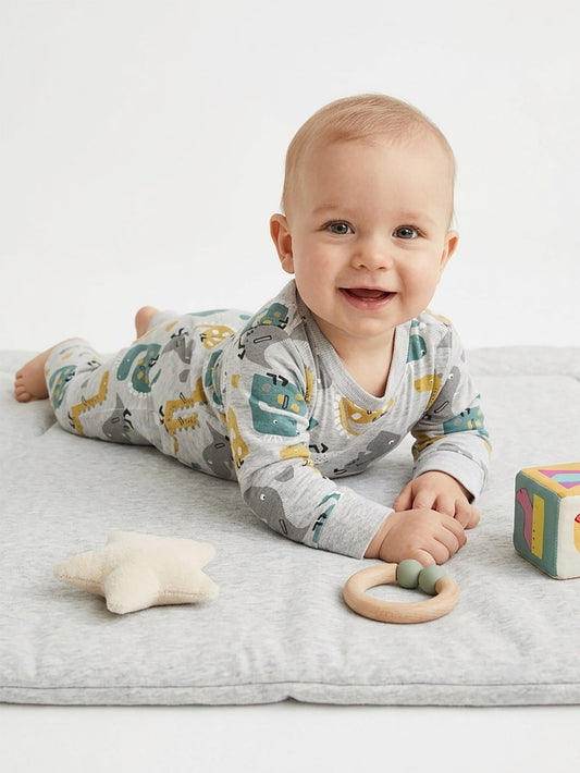 Baby Printed Grey Playsuits