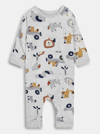 Baby Printed Heather Grey Playsuits
